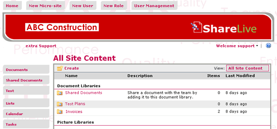 ShareLive Document Management System screenshot